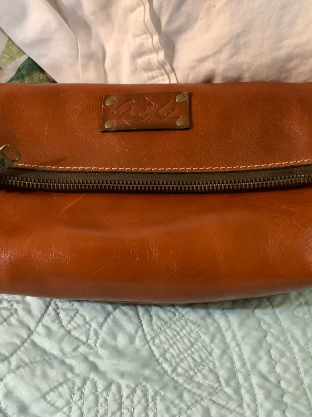 Patricia Nash Cognac Brown Leather Clutch